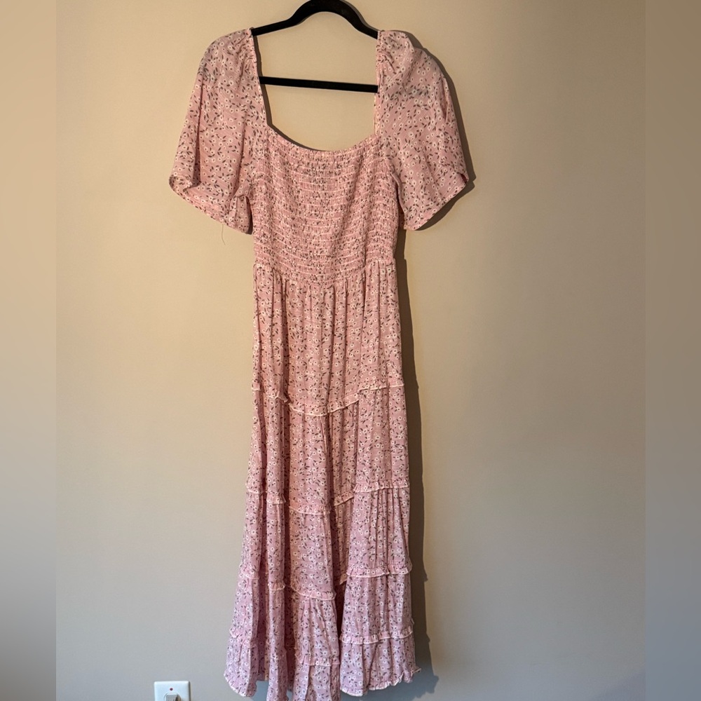 Bobeau Pink Floral Maxi Dress